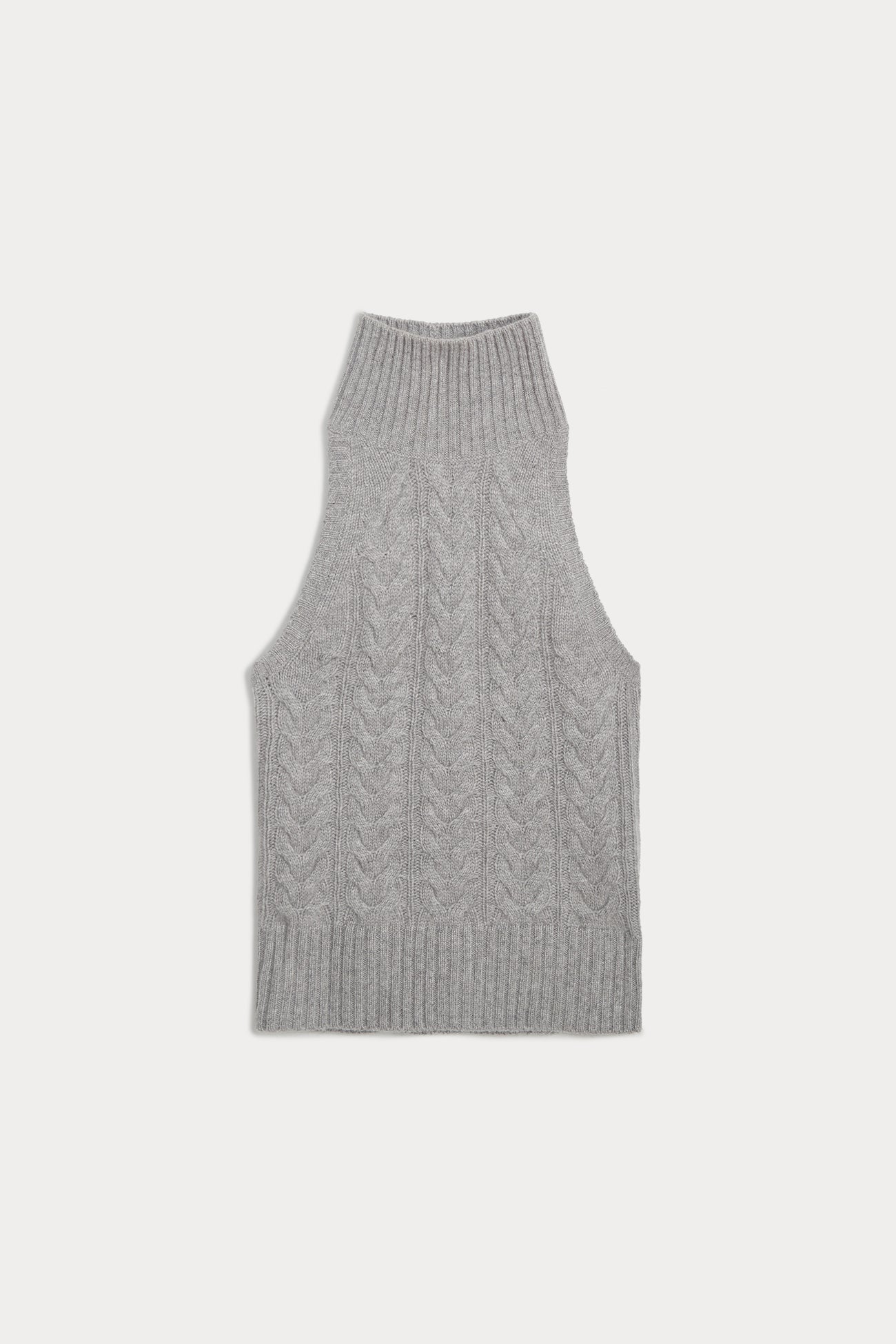 Runa Cable Knit Cashmere Halter - Grey | Naked Cashmere