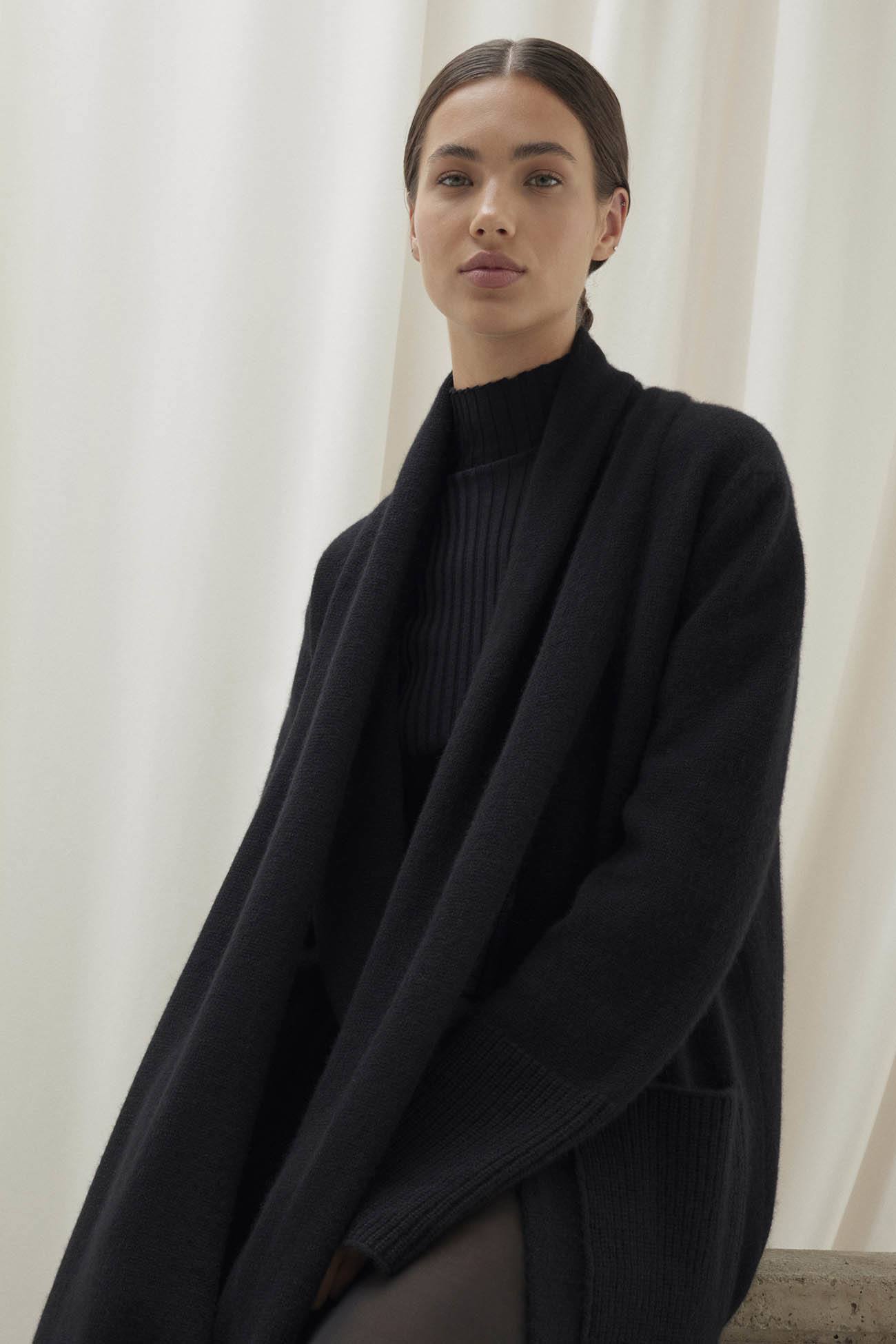 Women's Longline Cashmere Cardigan with Scarf | NAKEDCASHMERE