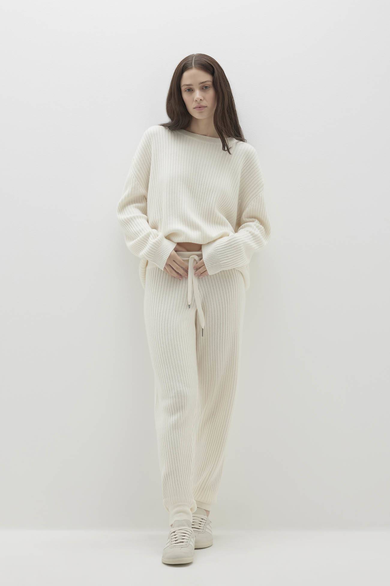 Heidi Ribbed Jogger Pant - Ecru