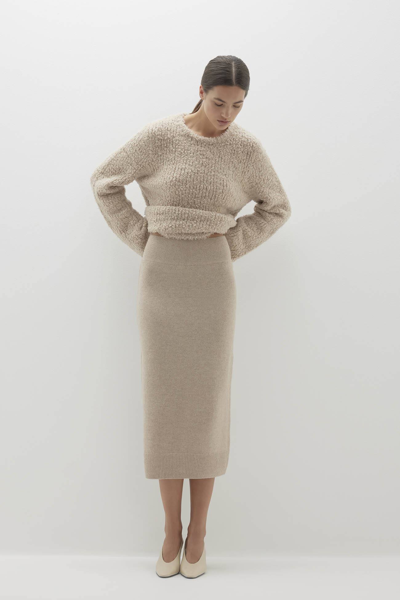 GINA MIDI SKIRT FLAX