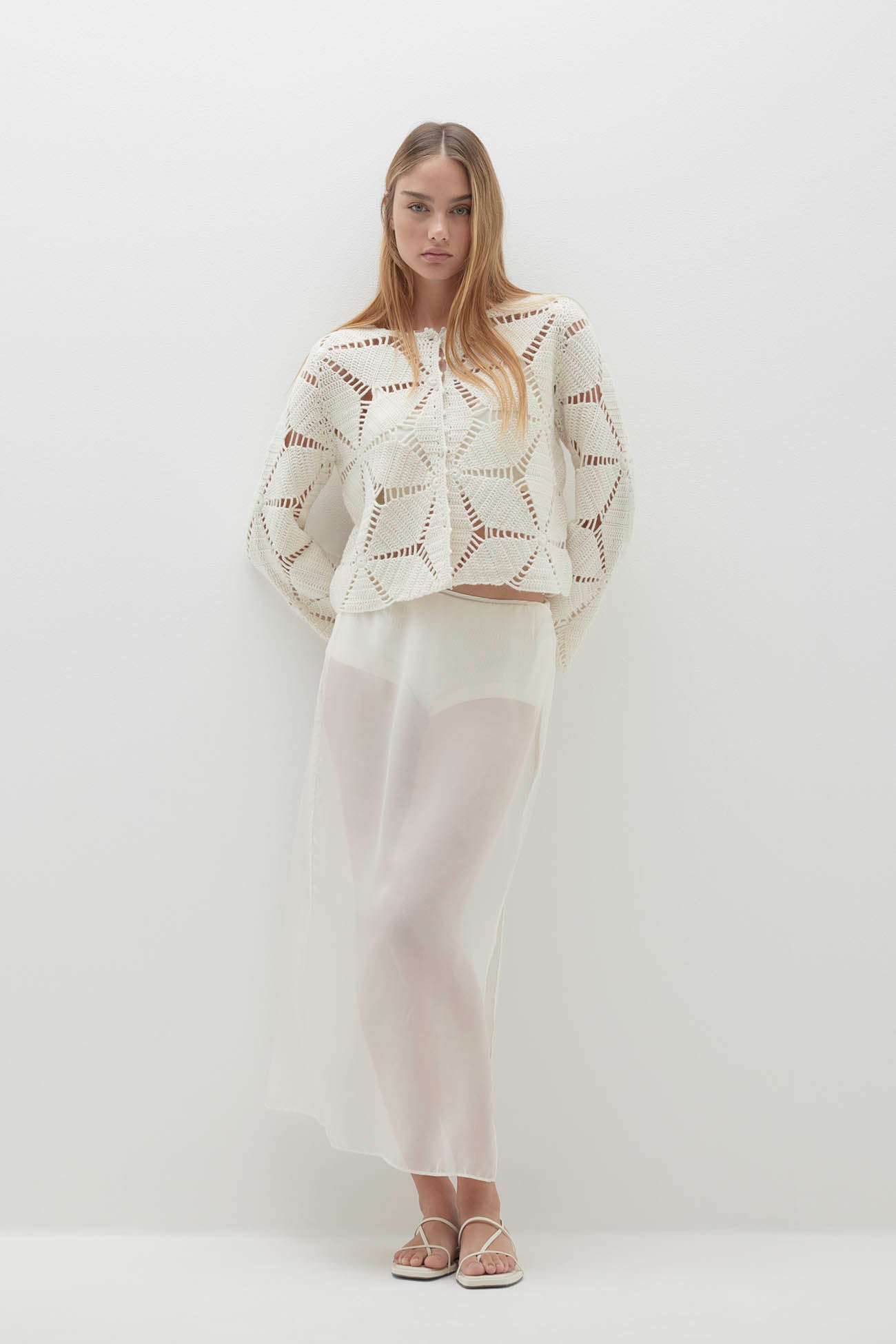 Women's Estelle Crochet Cardigan | NakedCashmere