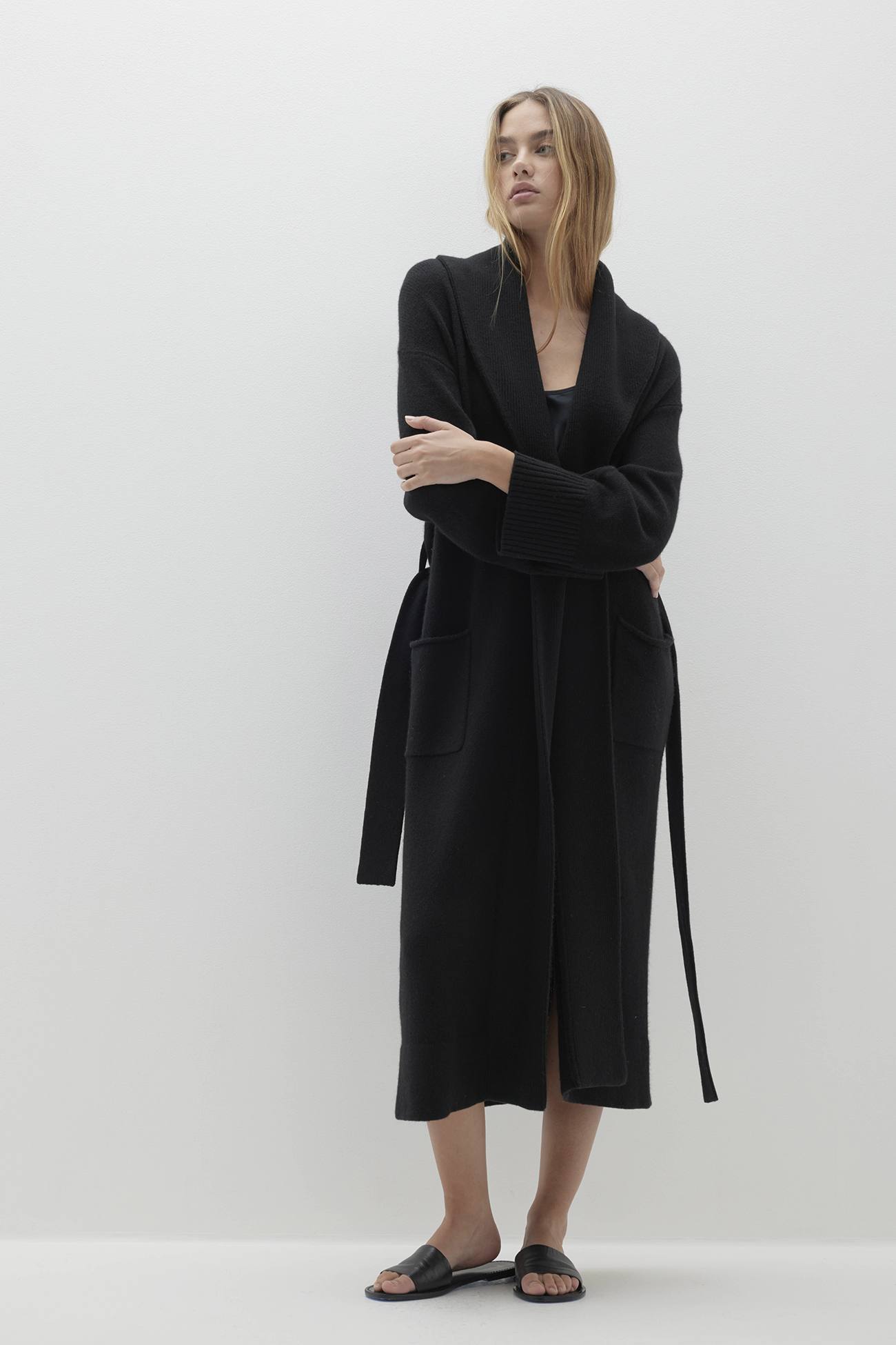 YASMIN CASHMERE ROBE - BLACK
