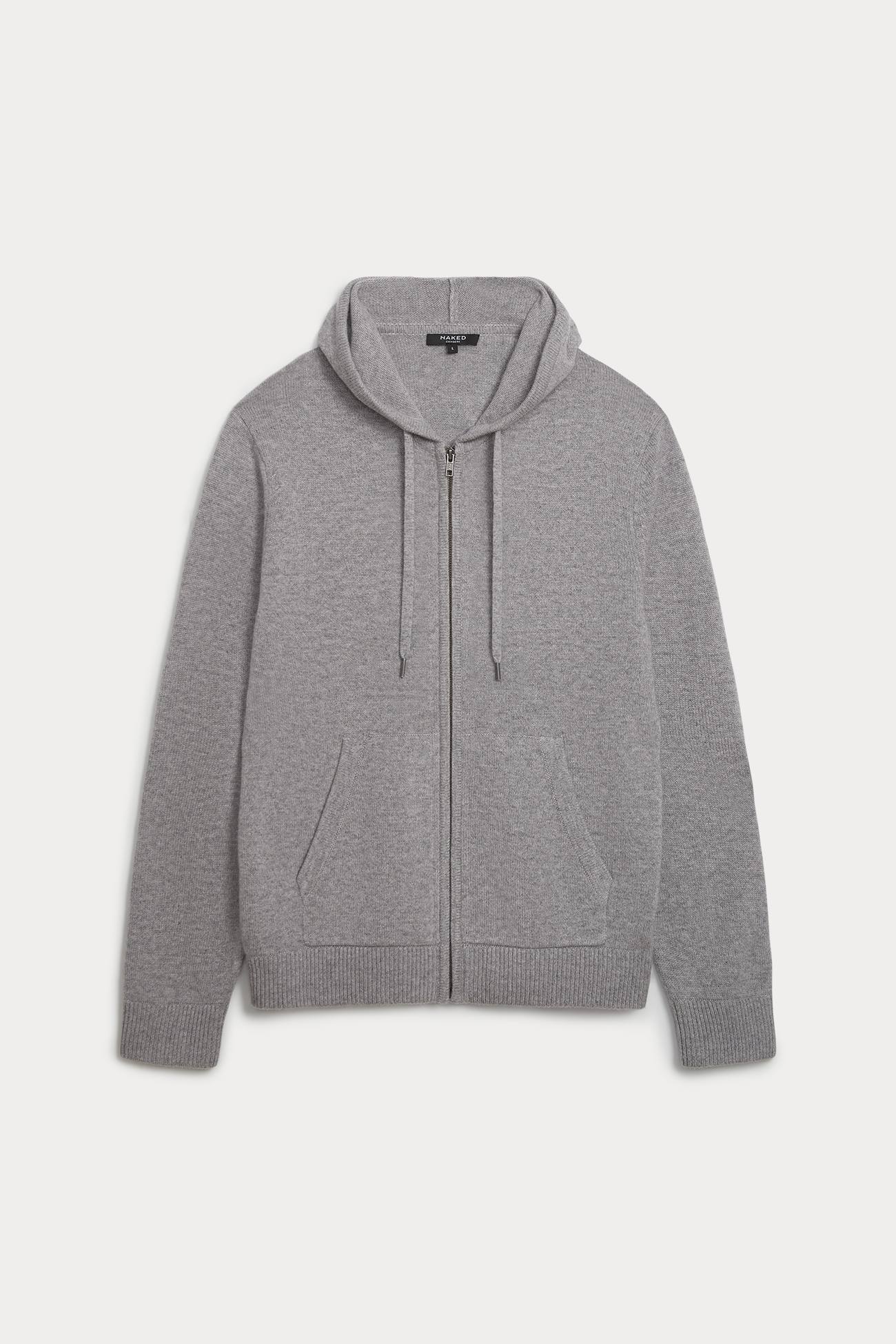 Men's Black Cashmere Zip-Up Hoodie | NAKEDCASHMERE