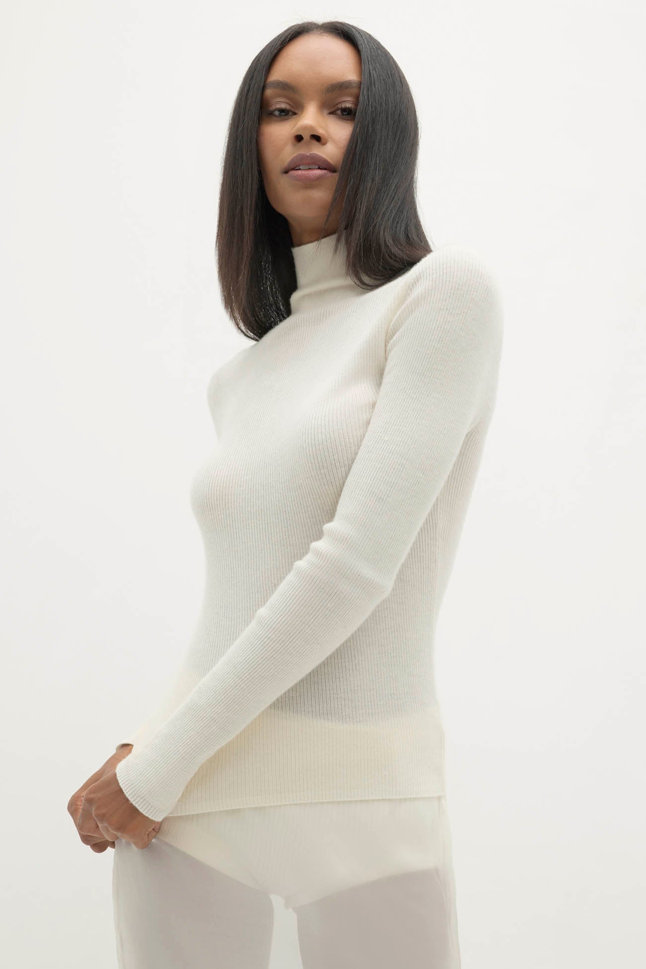 Women's Rumer Ribbed Cashmere Turtleneck Pullover | NakedCashmere