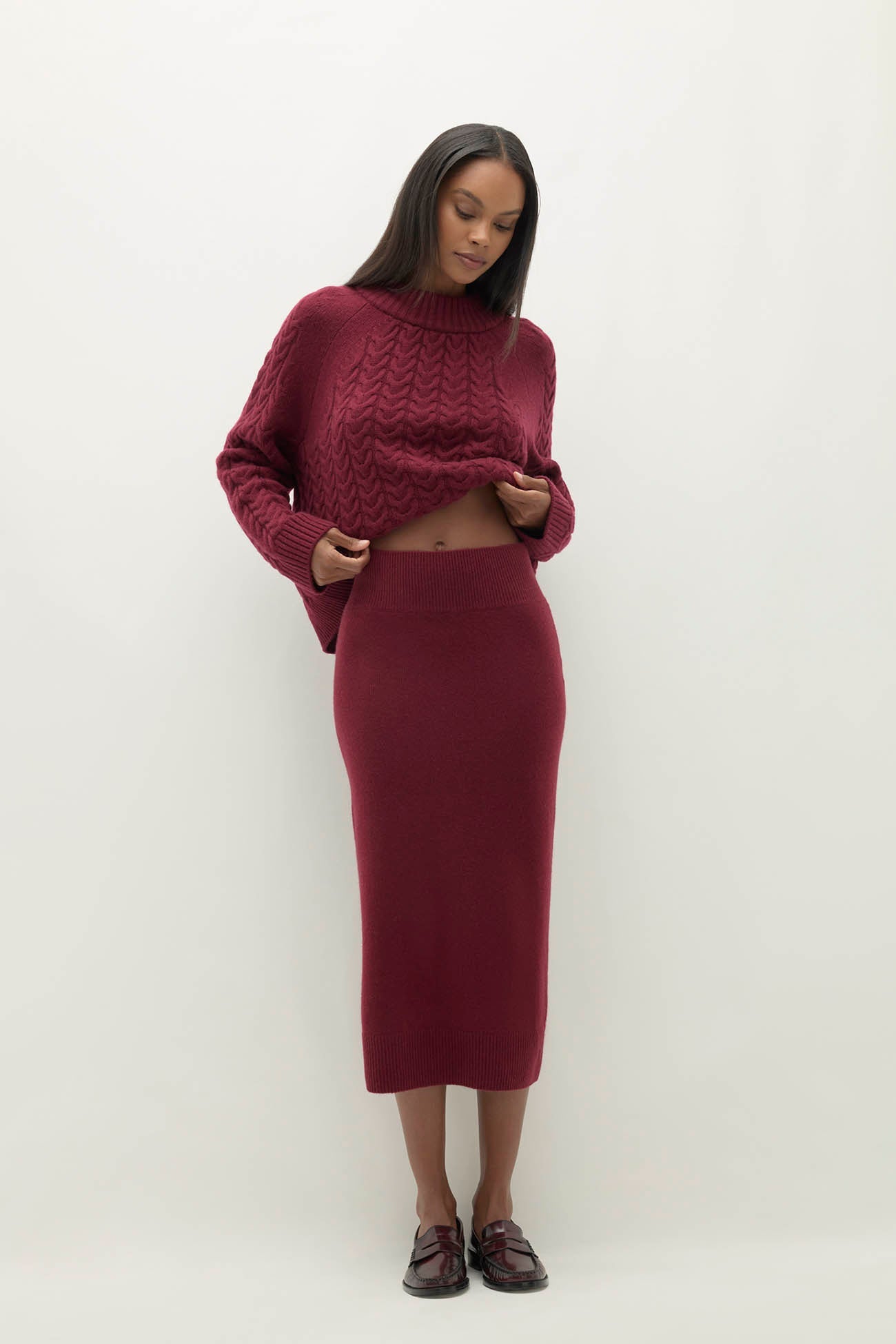 GINA MIDI SKIRT MERLOT
