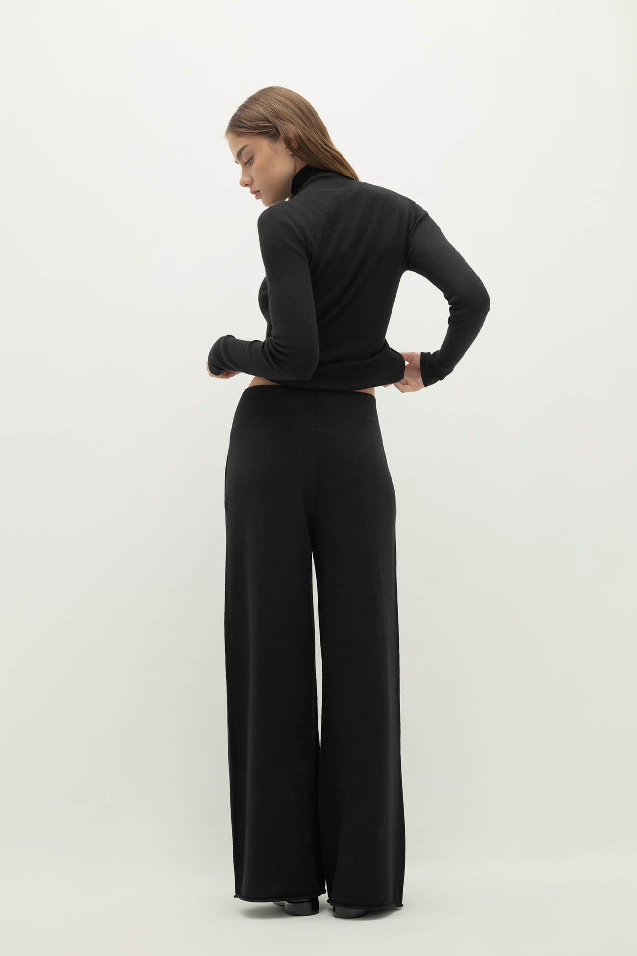Anastasia Wide Leg Pant - Black | Naked Cashmere