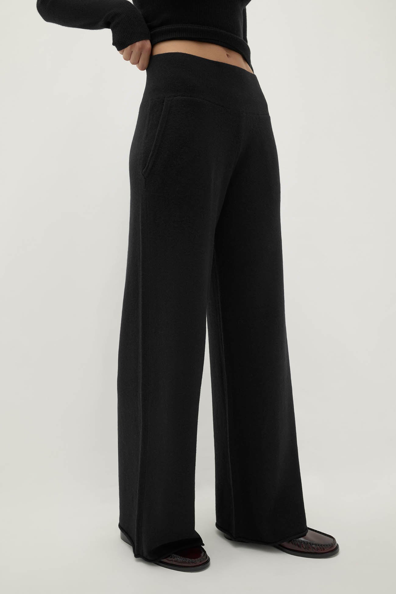Anastasia Wide Leg Pant - Black | Naked Cashmere