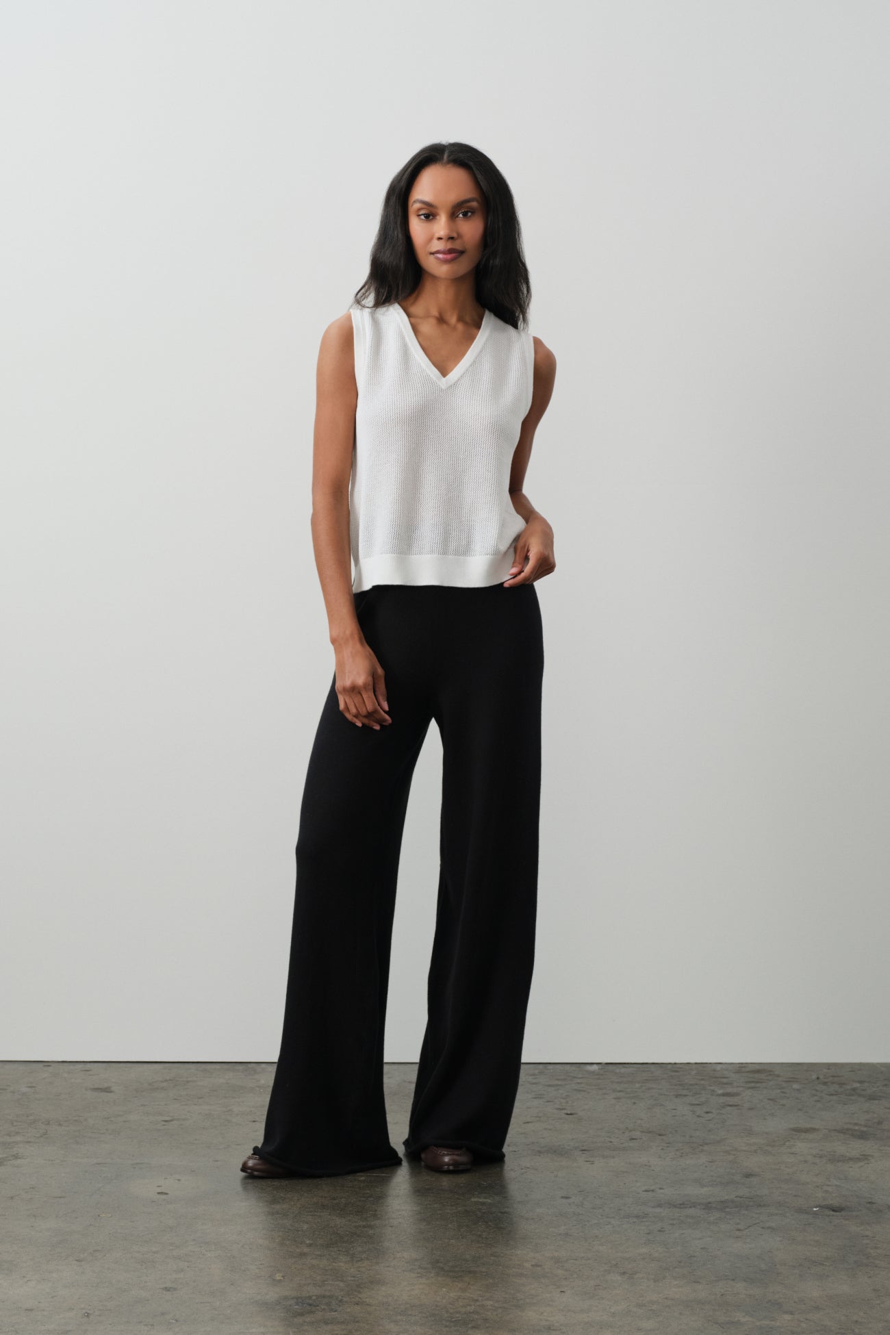 Women's Cotton Cashmere Wide Leg Pants | NAKEDCASHMERE