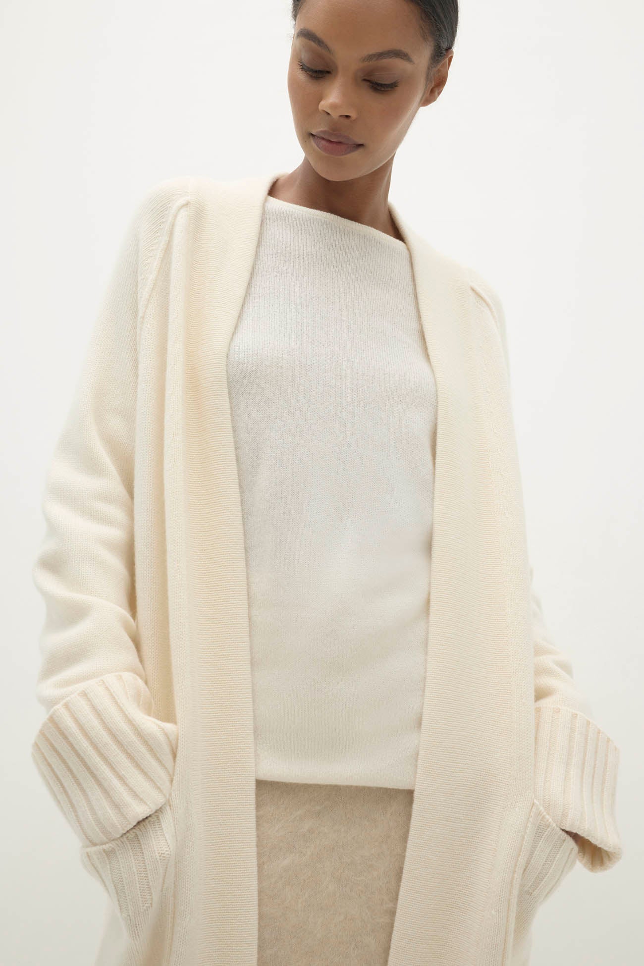 Y’s 18SS コットンリネン レイヤードデザインカーディガン-Ivory/2 Y's 18SS コットンリネン レイヤードデザインカーディガン-Ivory/2