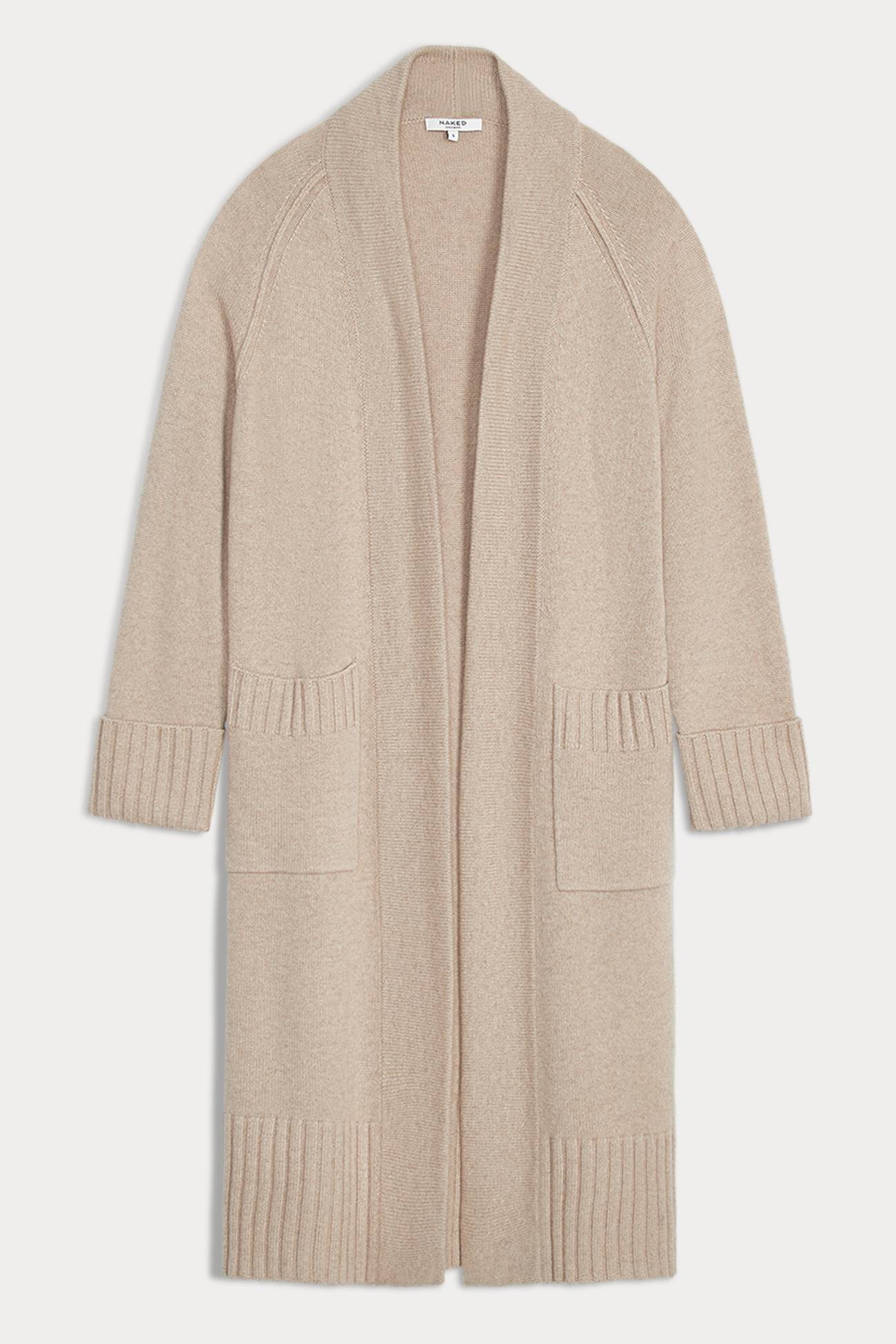 Tilyn Longline Cashmere Cardigan - Light Brown | Naked Cashmere