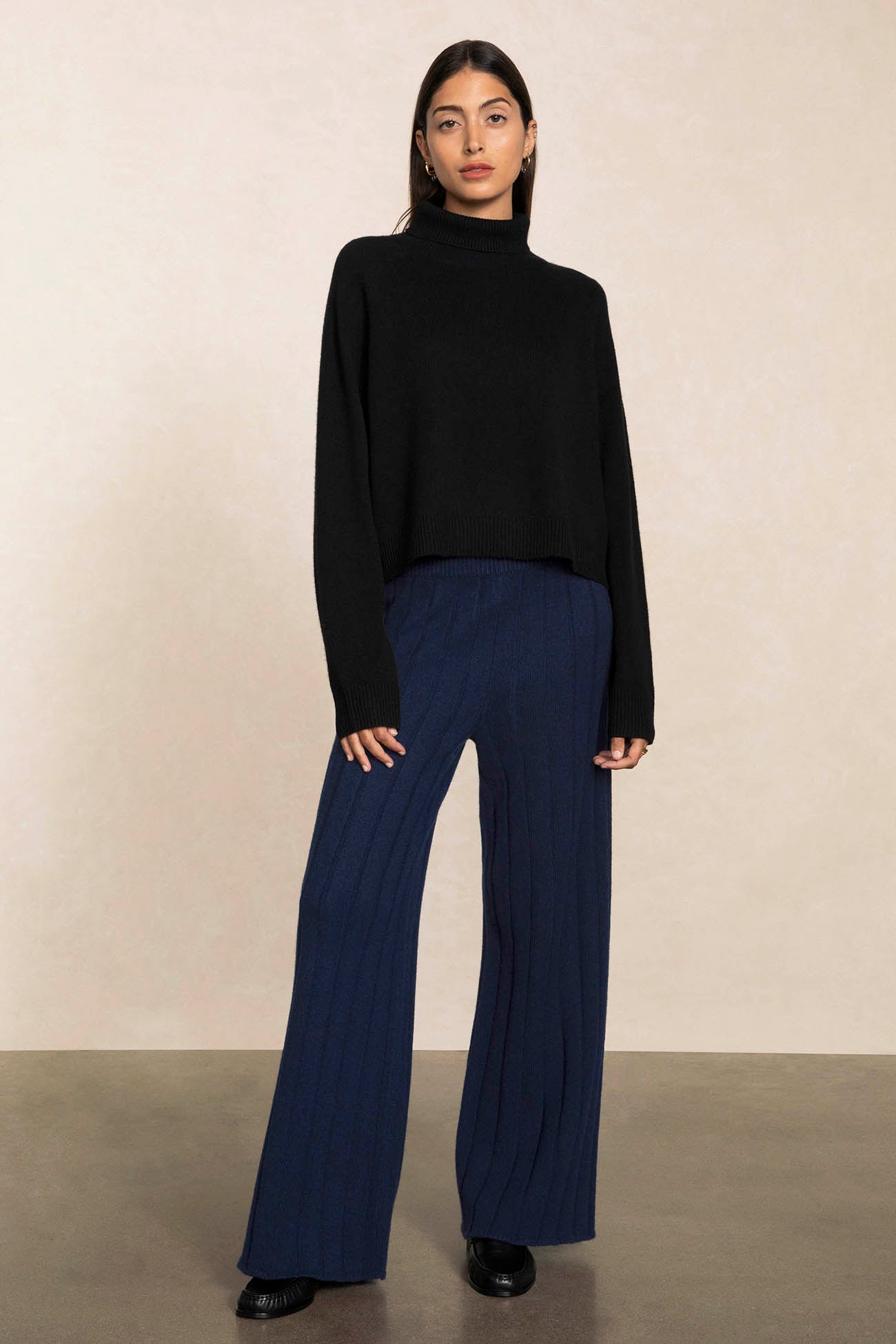 Women's Margaux Ribbed Cashmere Wide Leg Pant