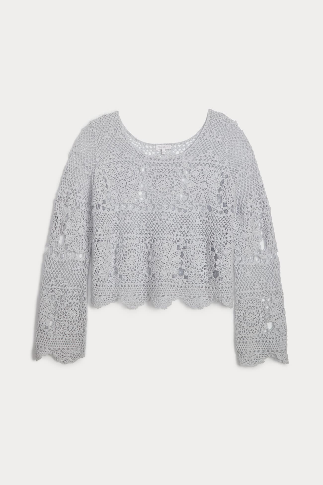 Bria Women's Crochet Crewneck Sweater | NakedCashmere