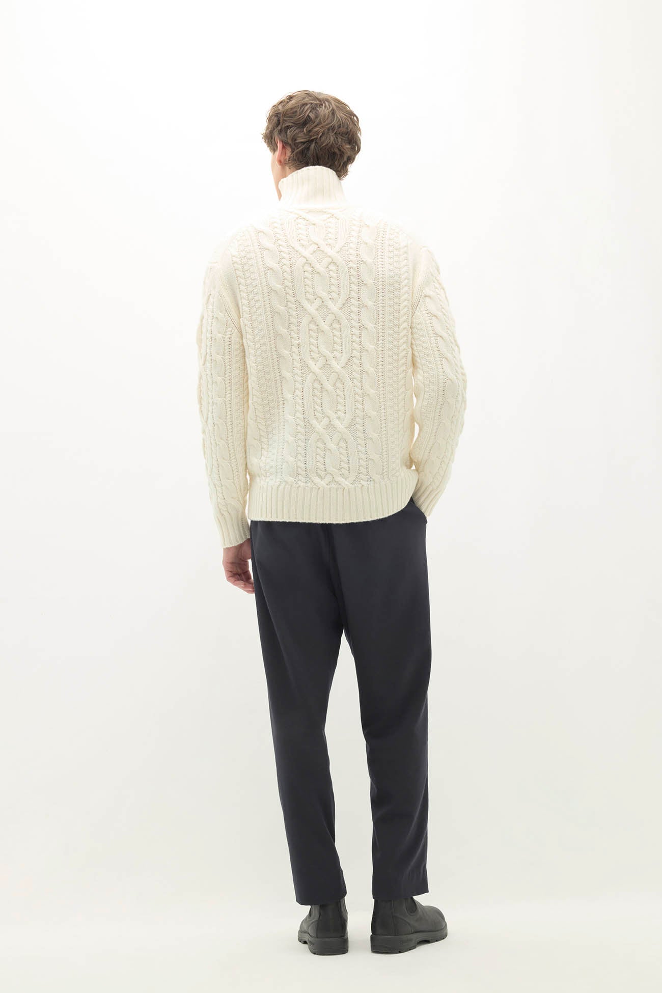 Men's Henry Cable Knit Turtleneck Cashmere Sweater