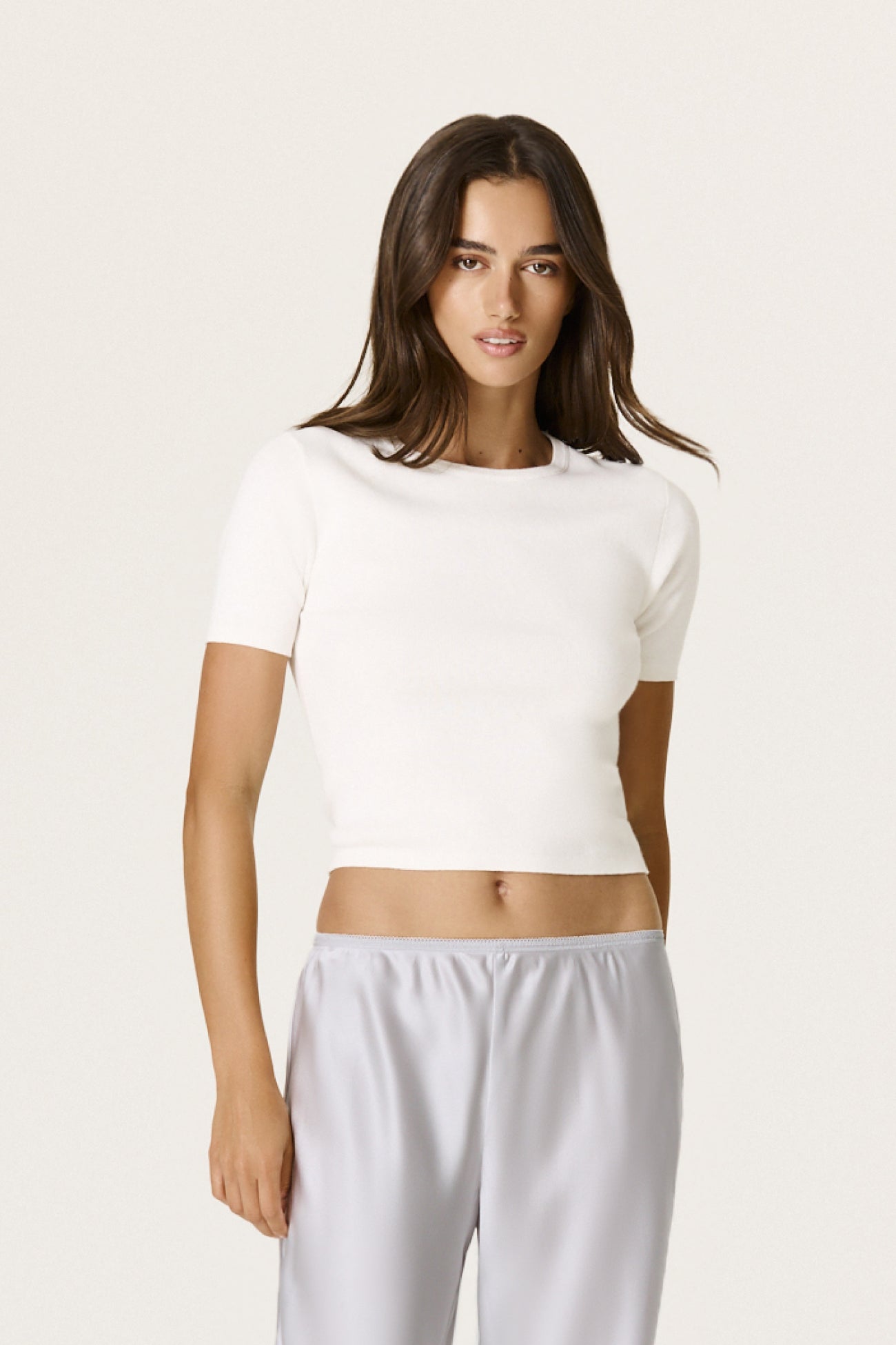AMEY COTTON CASHMERE TEE - ECRU