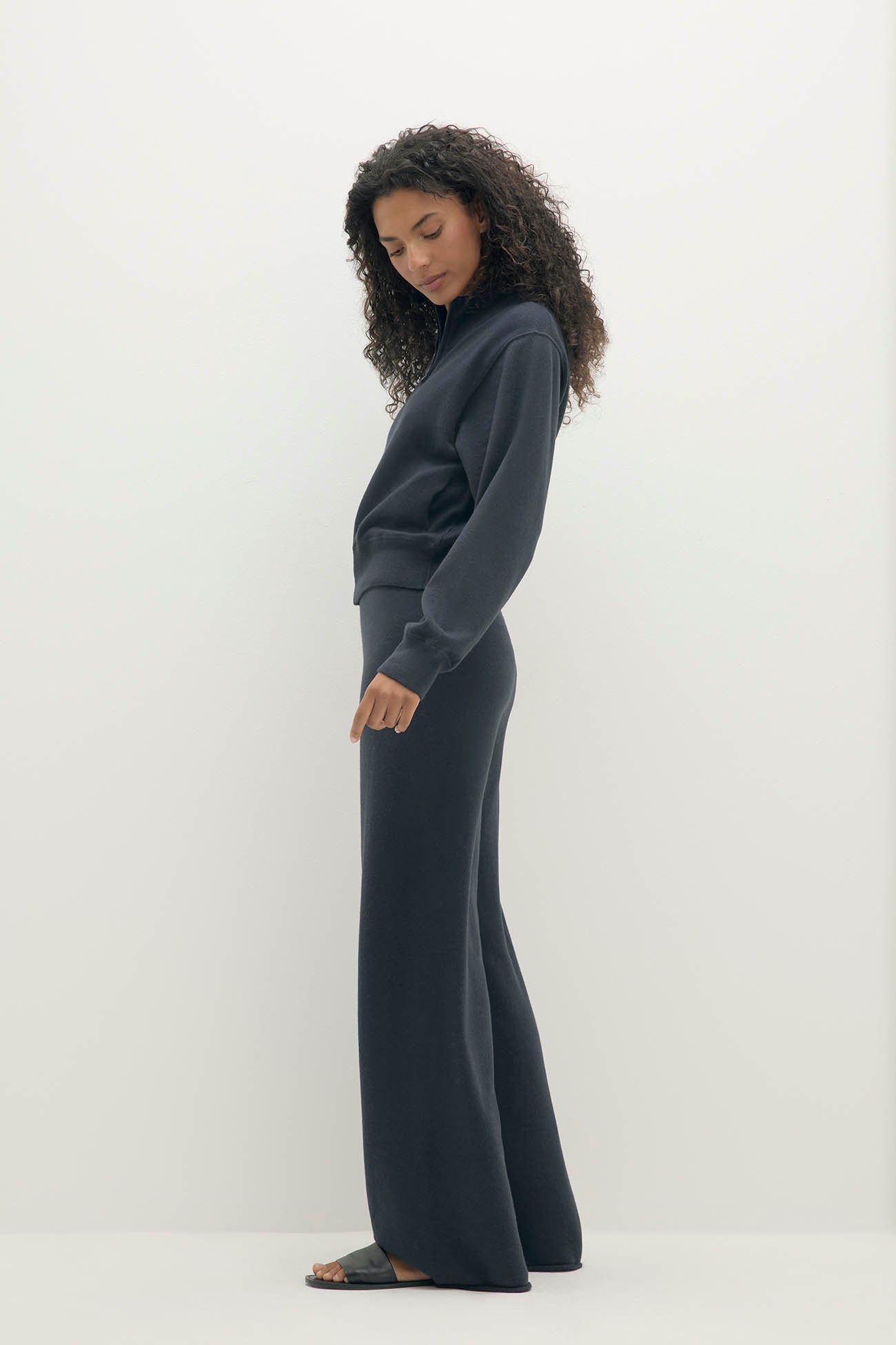 Cotton Cashmere Track Jacket - Alina | NAKEDCASHMERE