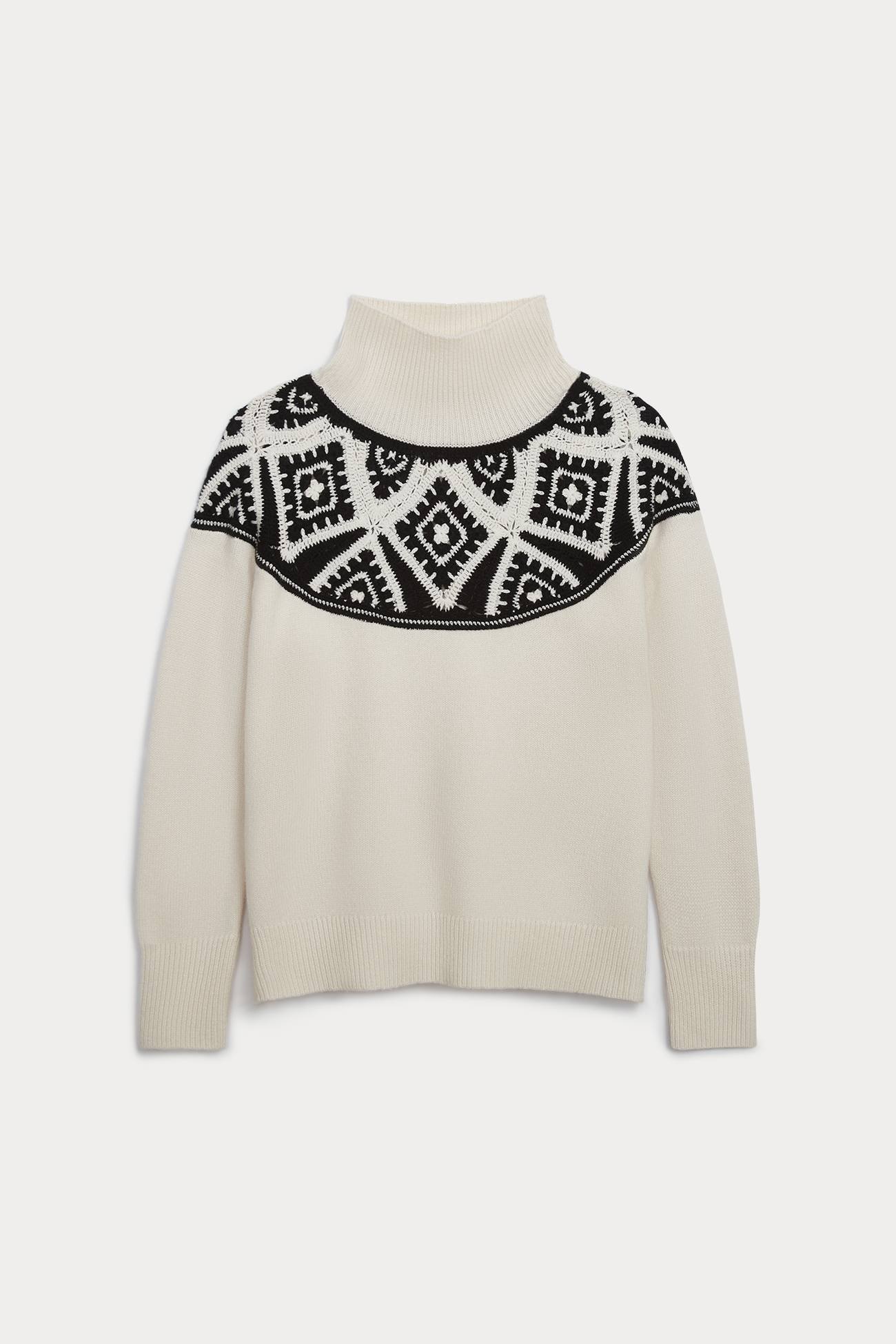 Women's Oona Embroidered Turtleneck Cashmere Blend Sweater