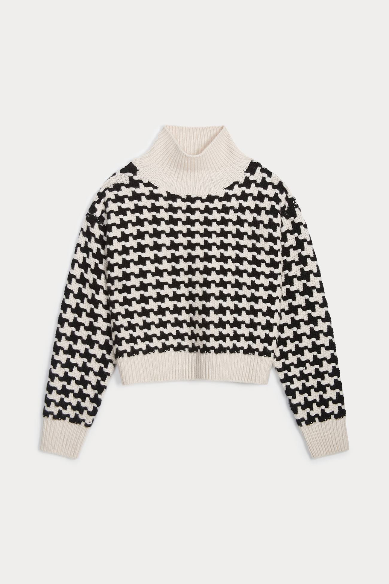 Women's Iris Houndstooth Turtleneck Cashmere Sweater | NakedCashmere