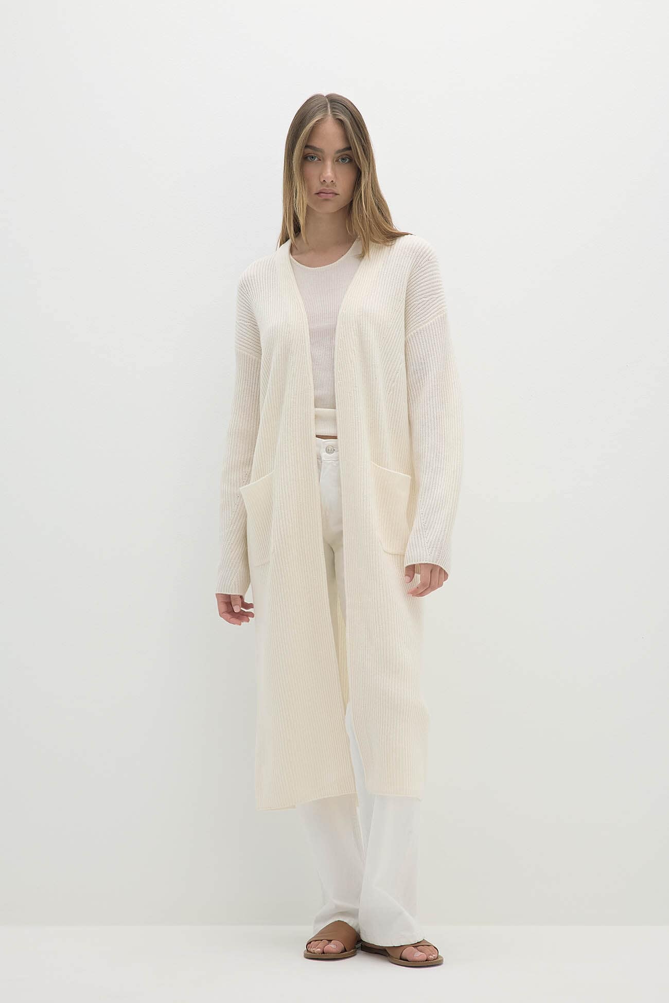 アディアム 23SS 襟付き ニット 長袖 XS ベージュ 白 43056 artemis-dkheathergrey_39814256