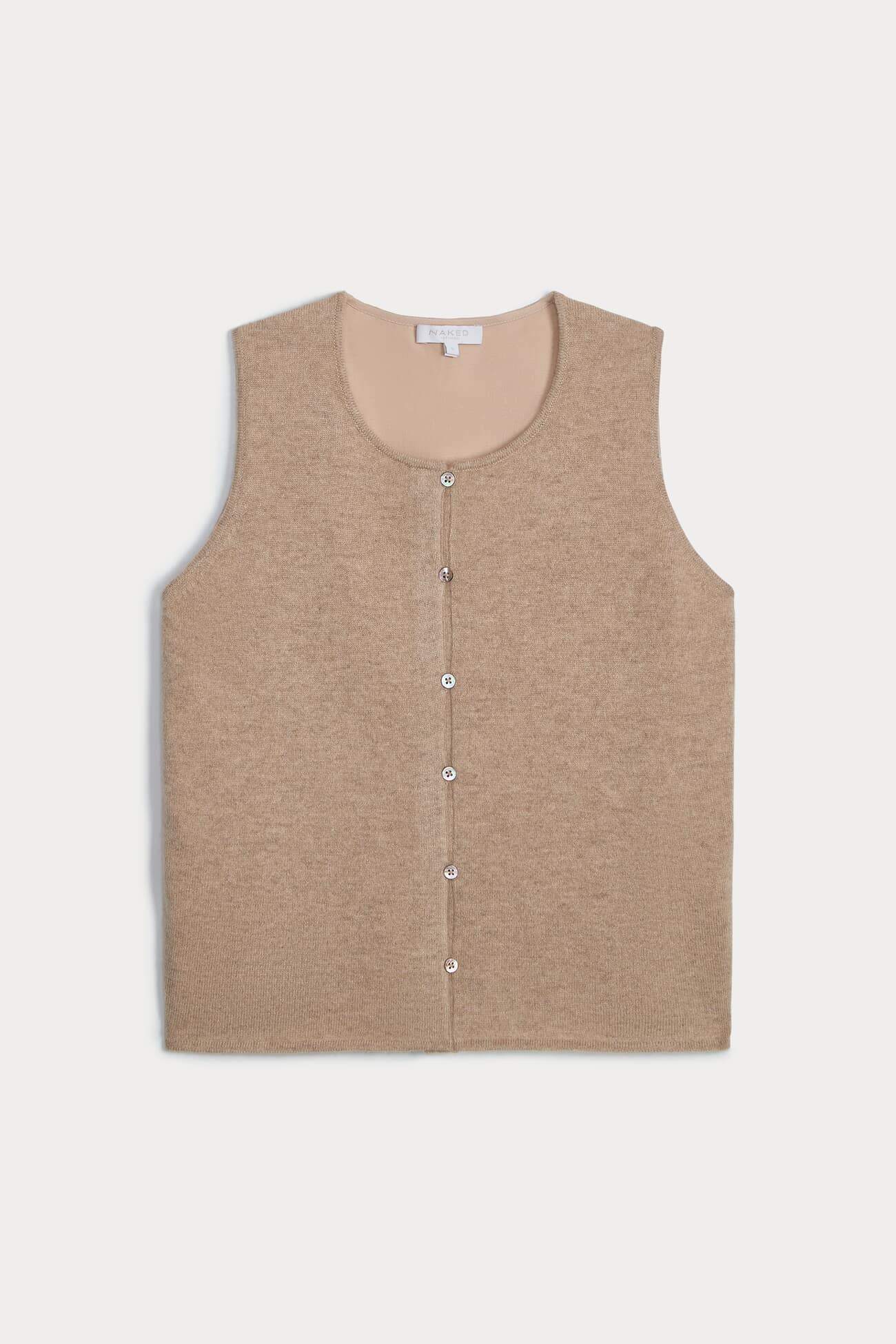 極美品 JilSander Flax Blend Buttonless Vest Women's Flax Cashmere Button-Up Vest | NAKEDCASHMERE