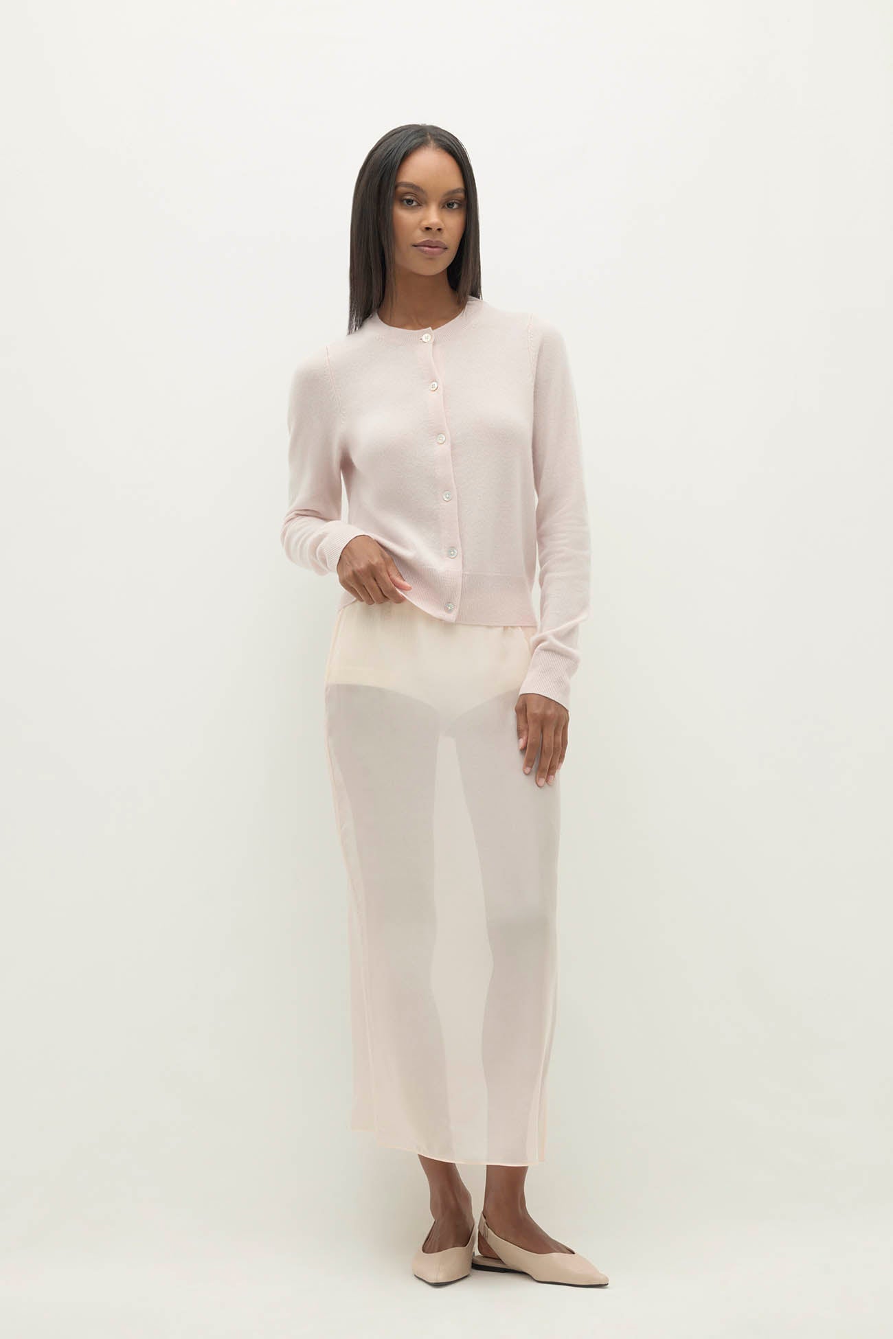Jayla Button-Up Cashmere Cardigan - Pink | Naked Cashmere