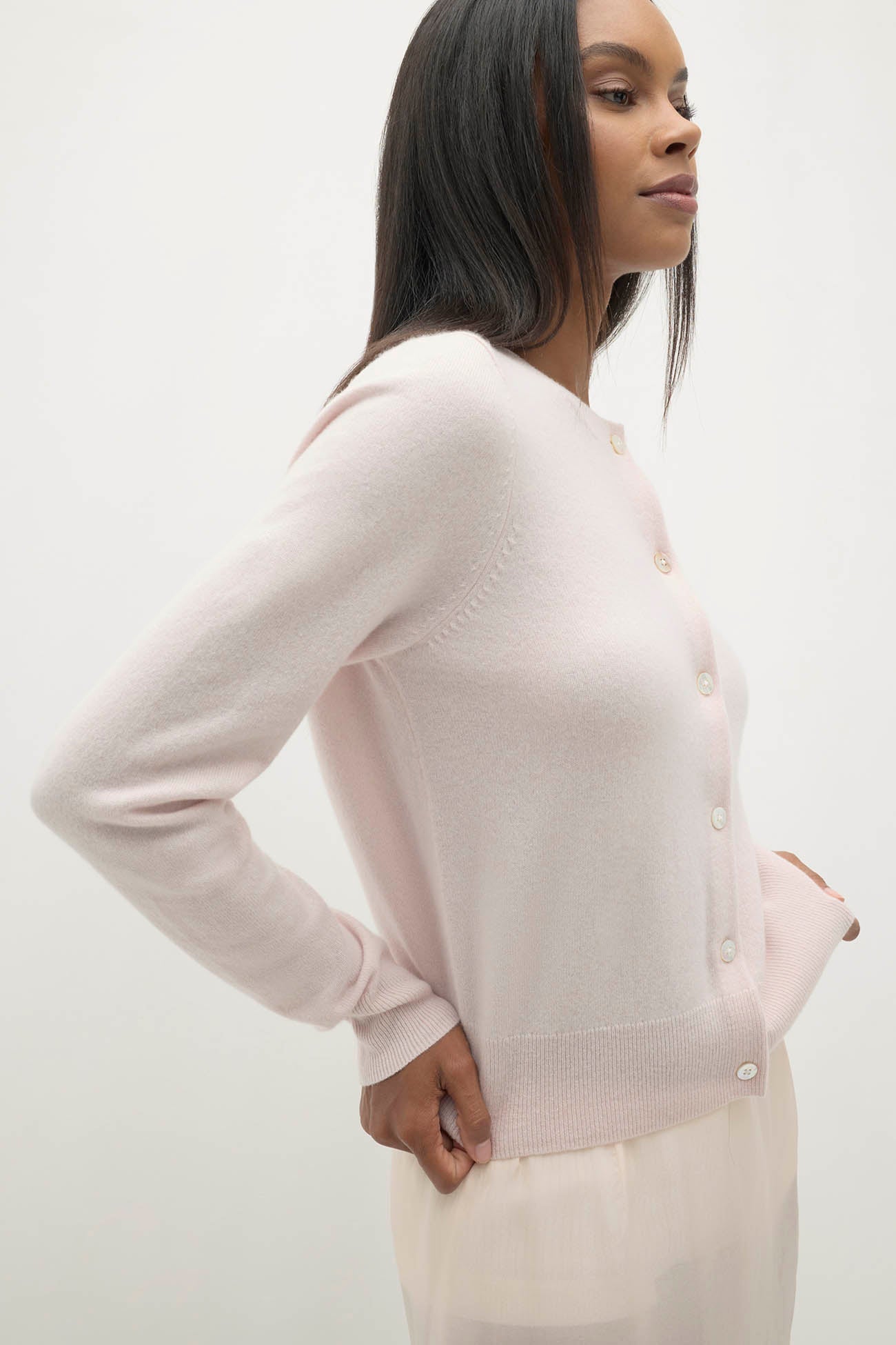 Jayla Button-Up Cashmere Cardigan - Pink | Naked Cashmere