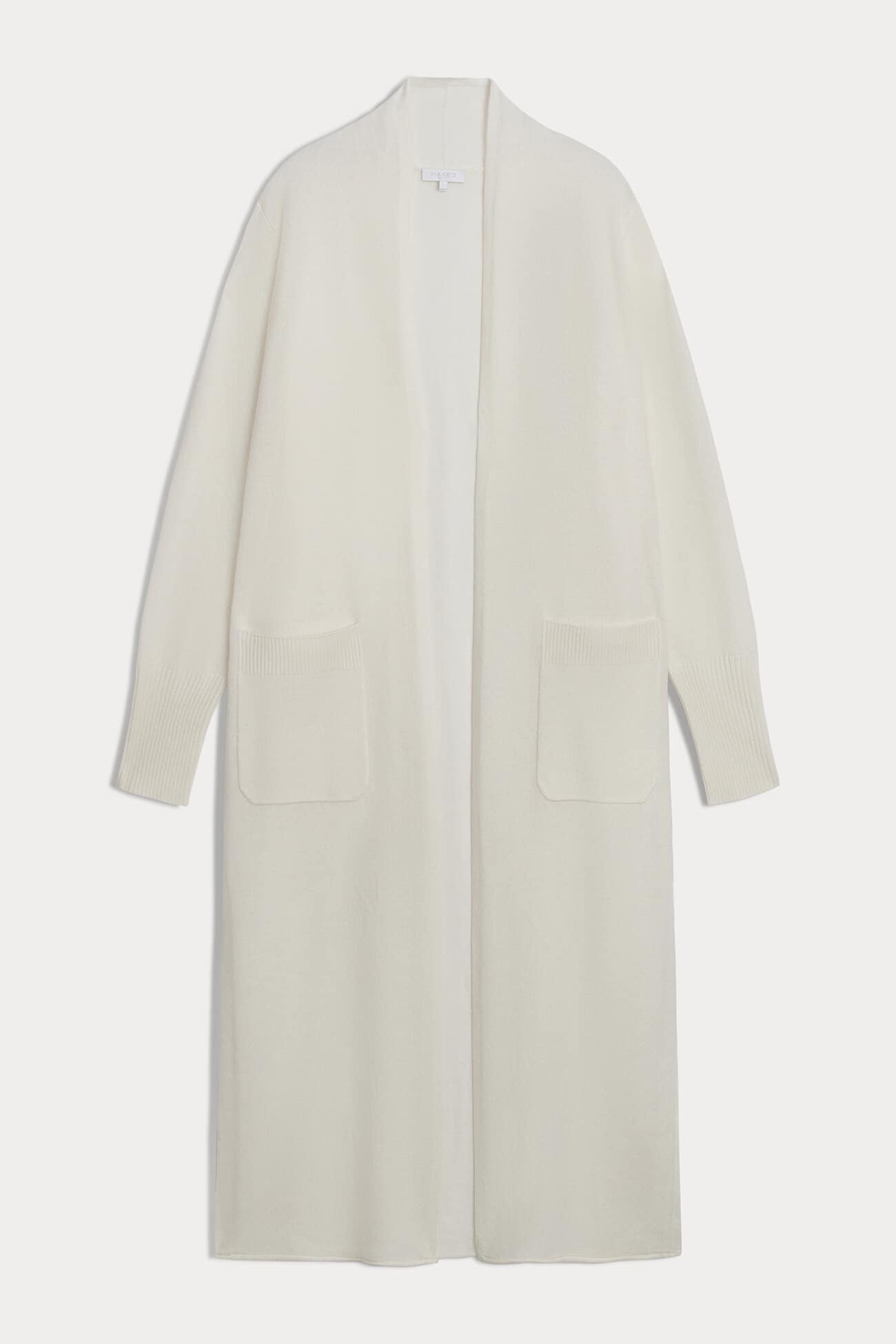 Carmela Longline Cashmere Cardigan - White | Naked Cashmere