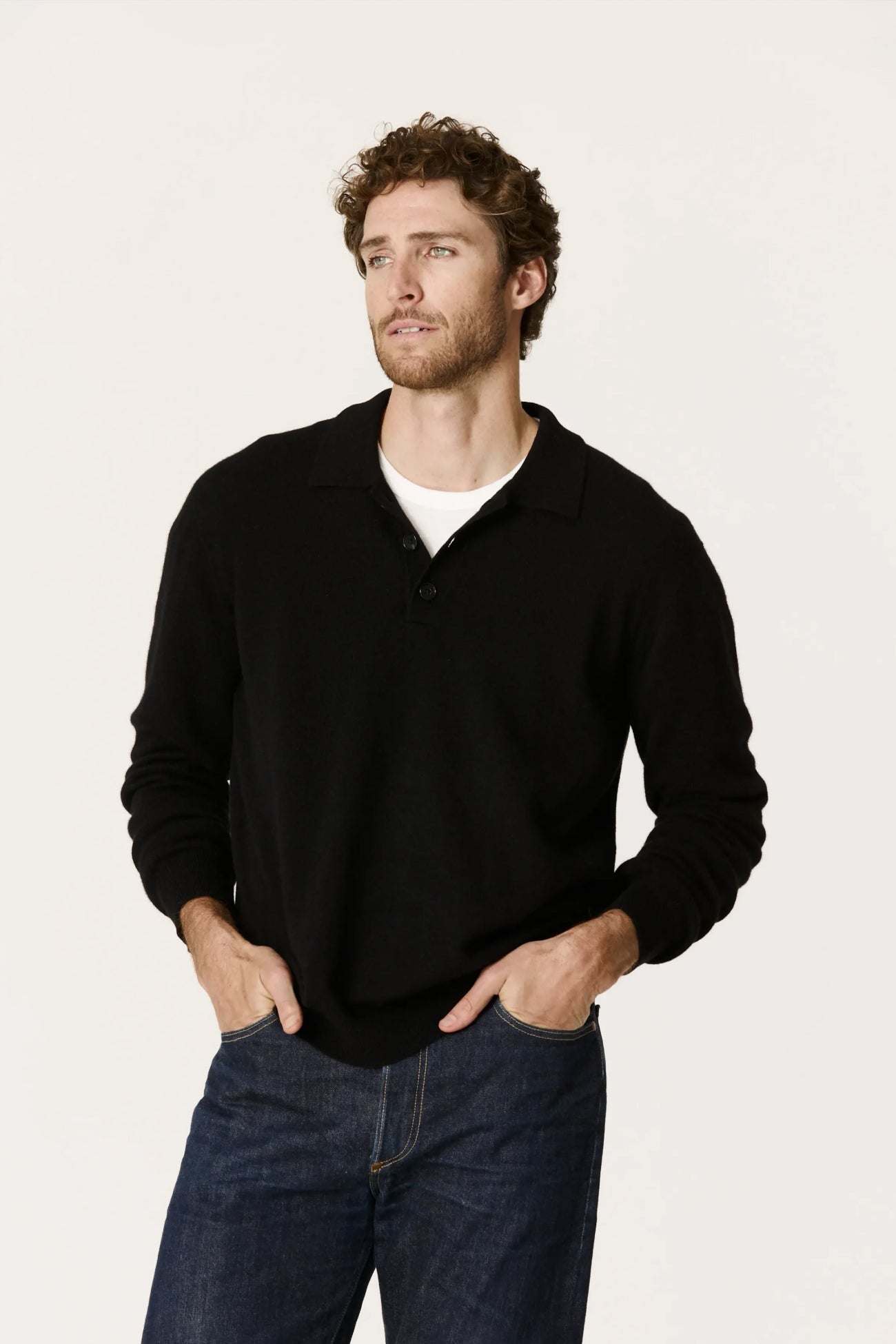 ALESSANDRO CASHMERE POLO - BLACK