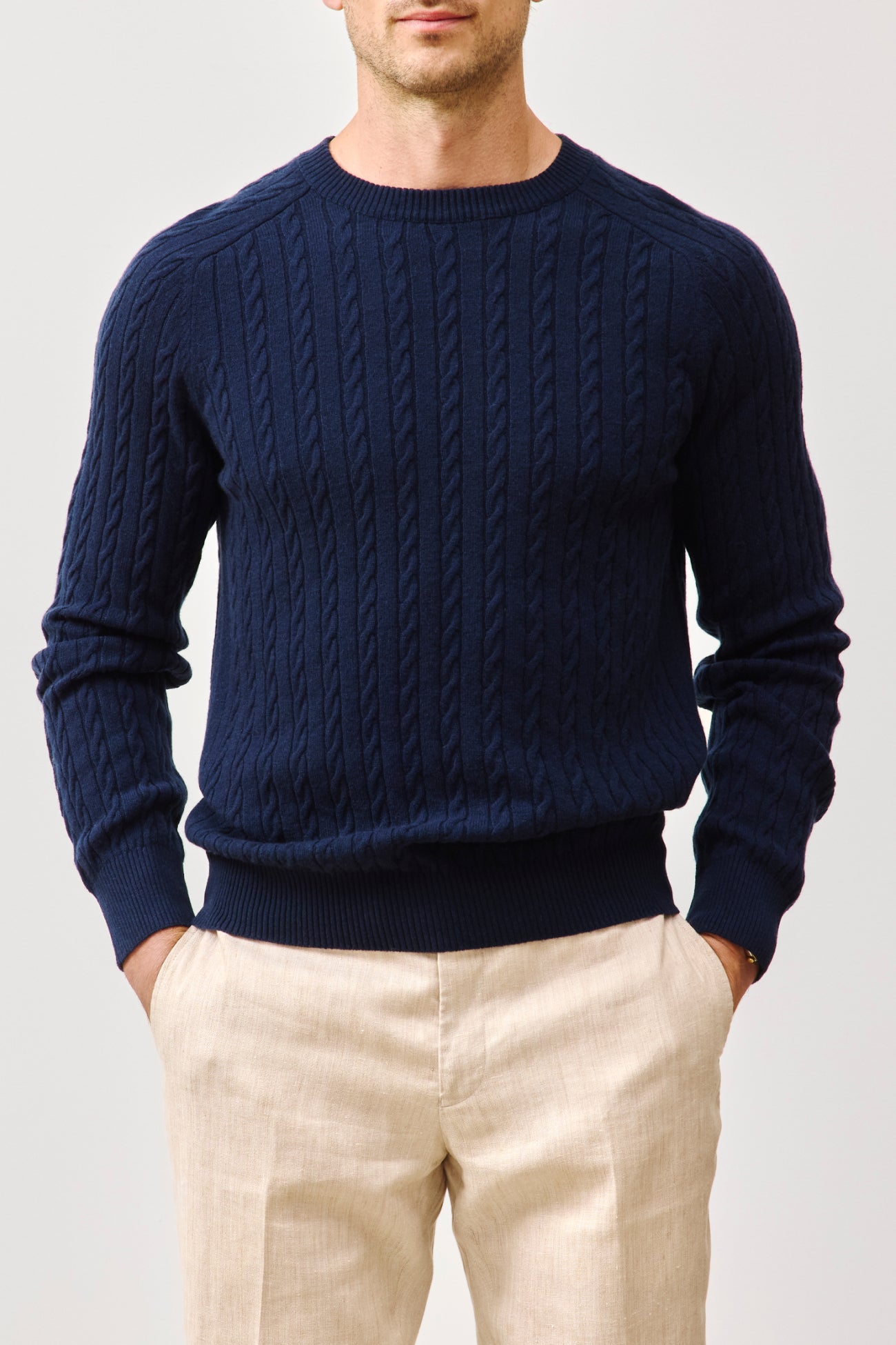 BRADFORD CASHMERE CABLE KNIT CREWNECK