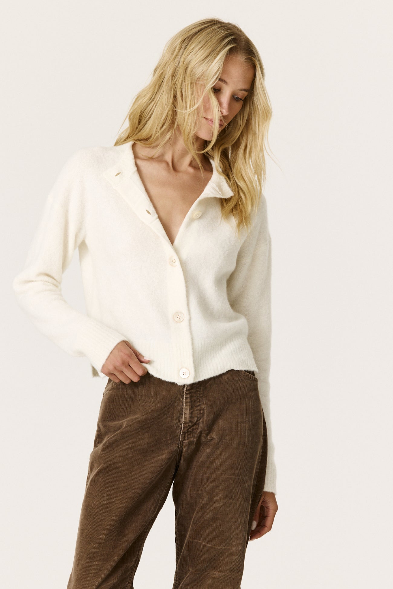 AURORA BOUCLE CARDIGAN - IVORY