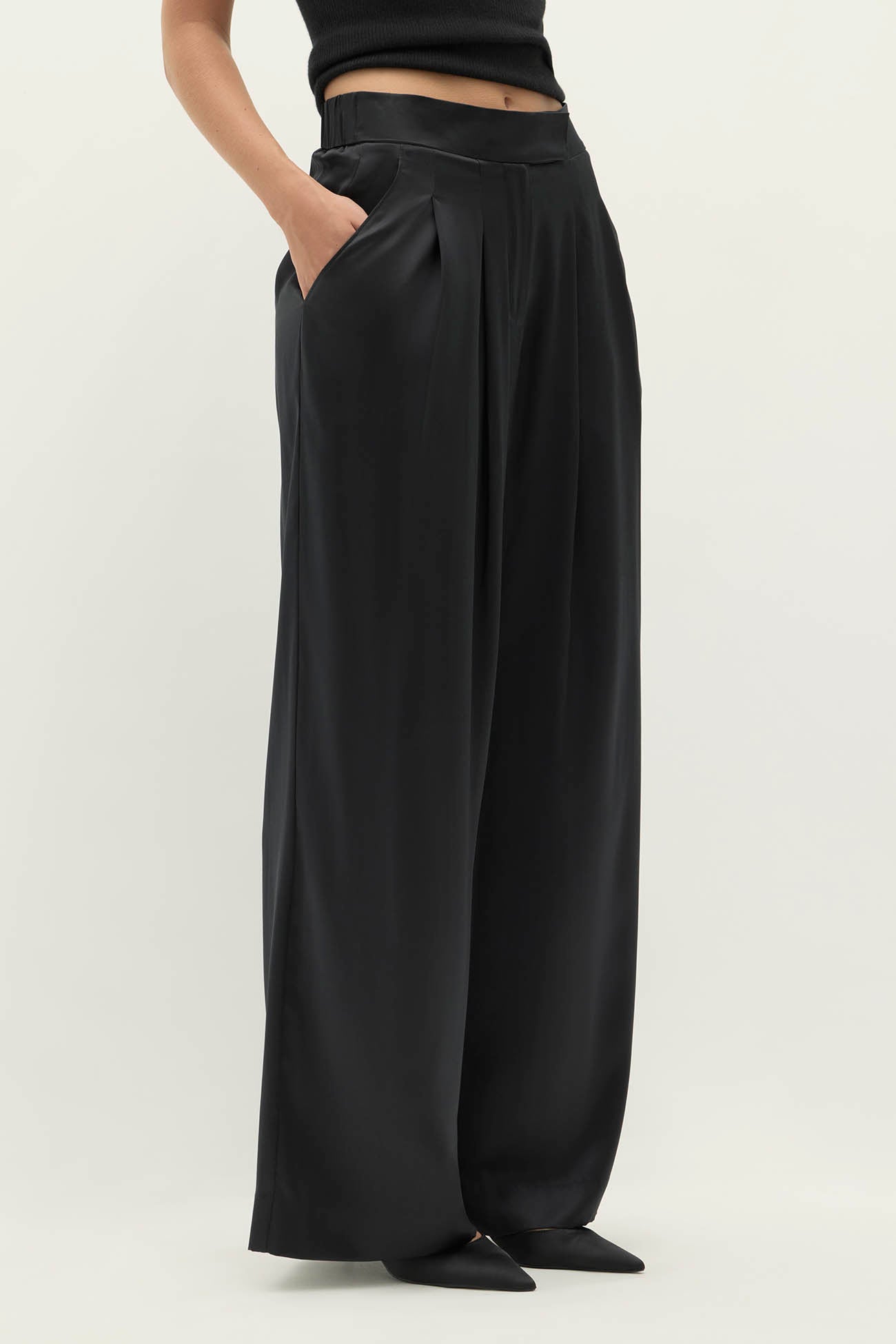 【美品】kolor 20ss NYLON×RAMIE WIDE SLACKS Emory Wide Leg Pant in black | Ramy Brook