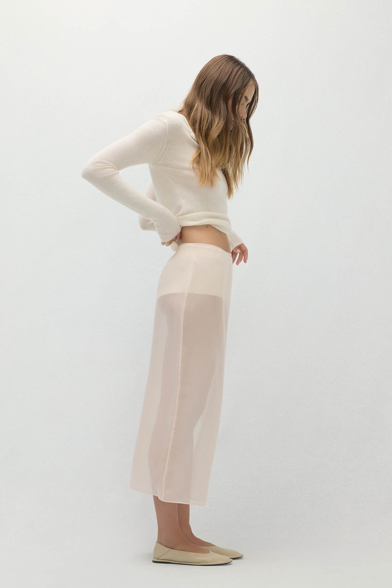 Women's Silk Organza Midi Skirt | NAKEDCASHMERE