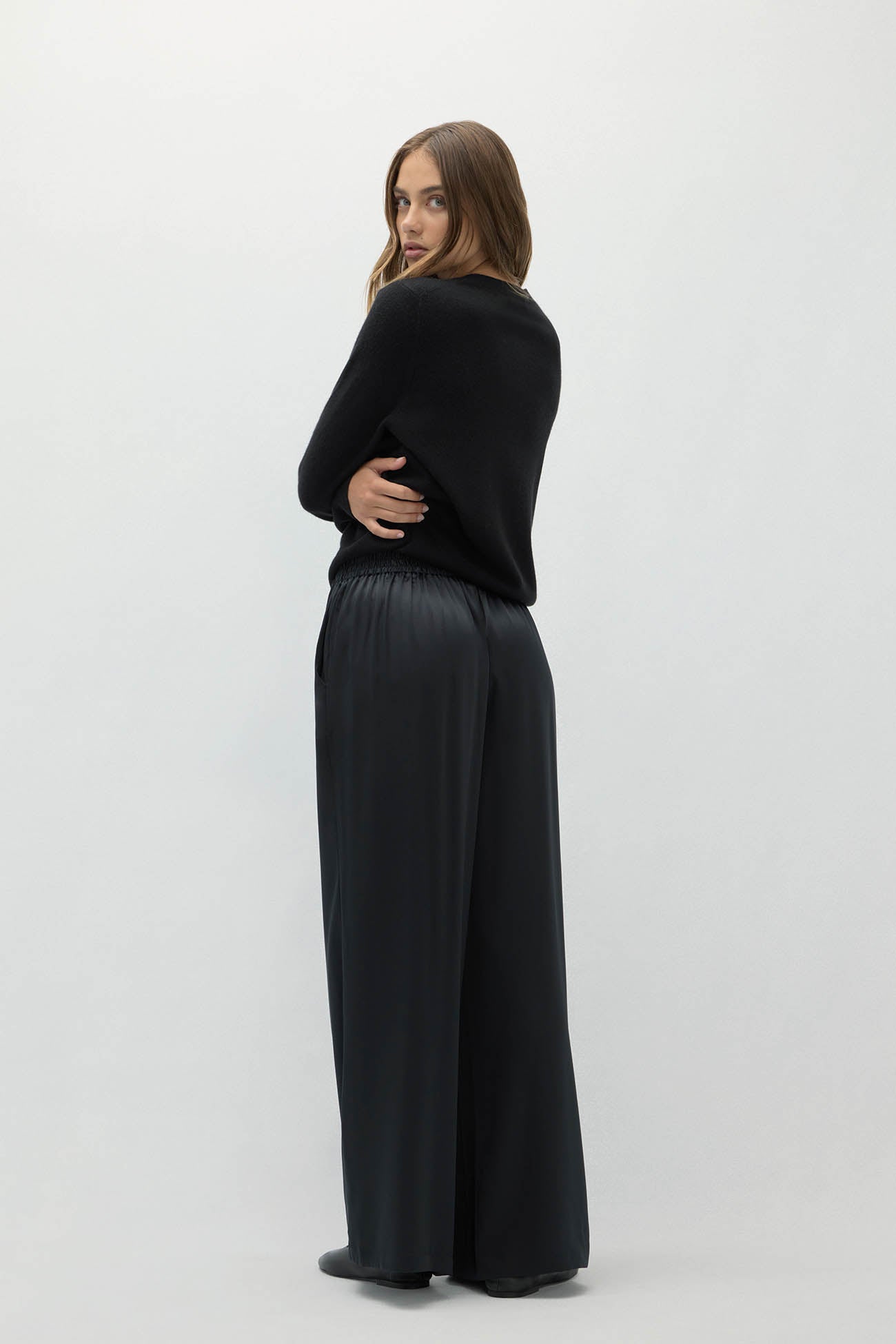 Women's Silk Wide Leg Pants 30