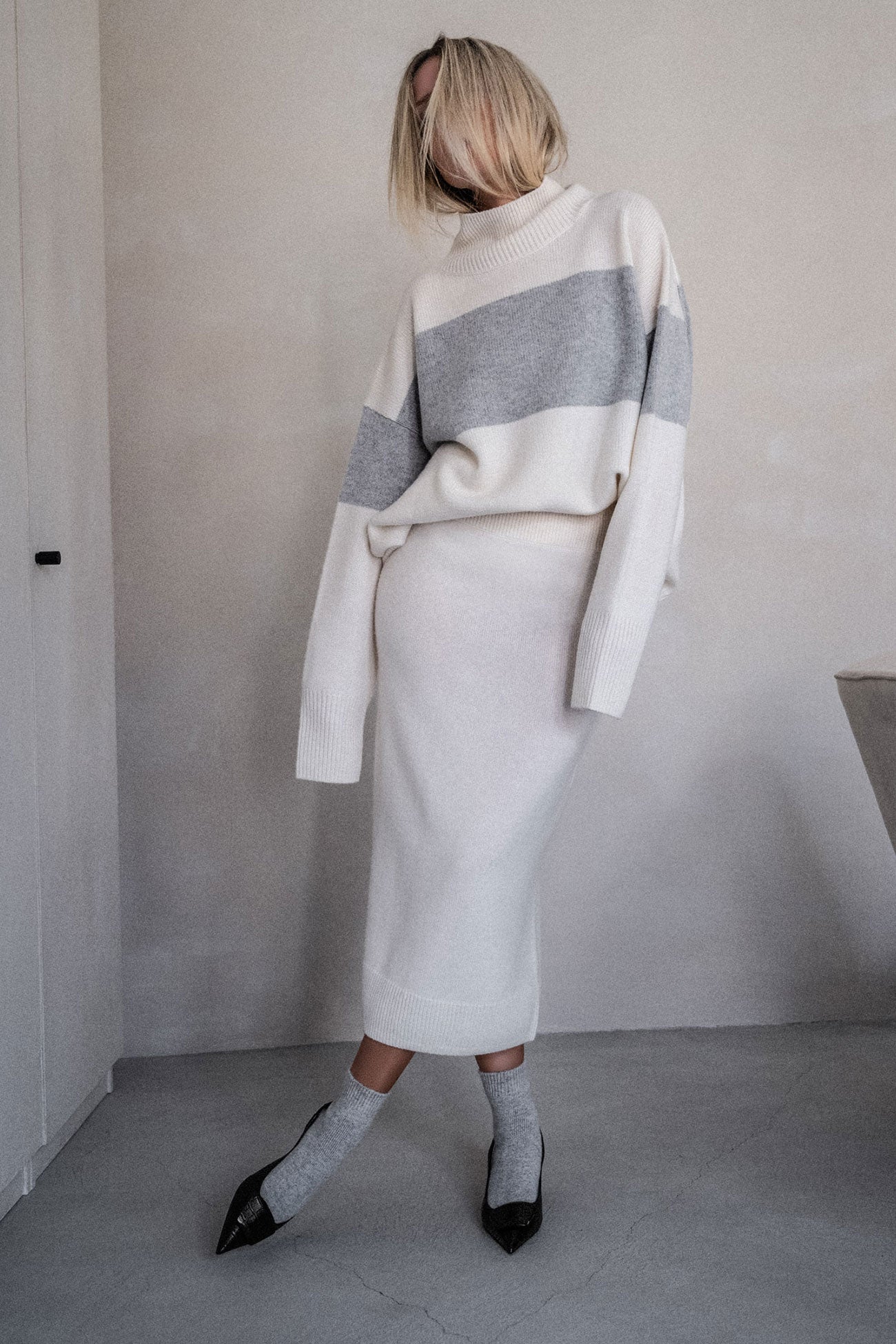 Women's Agatha Striped Turtleneck Cashmere Sweater | NakedCashmere