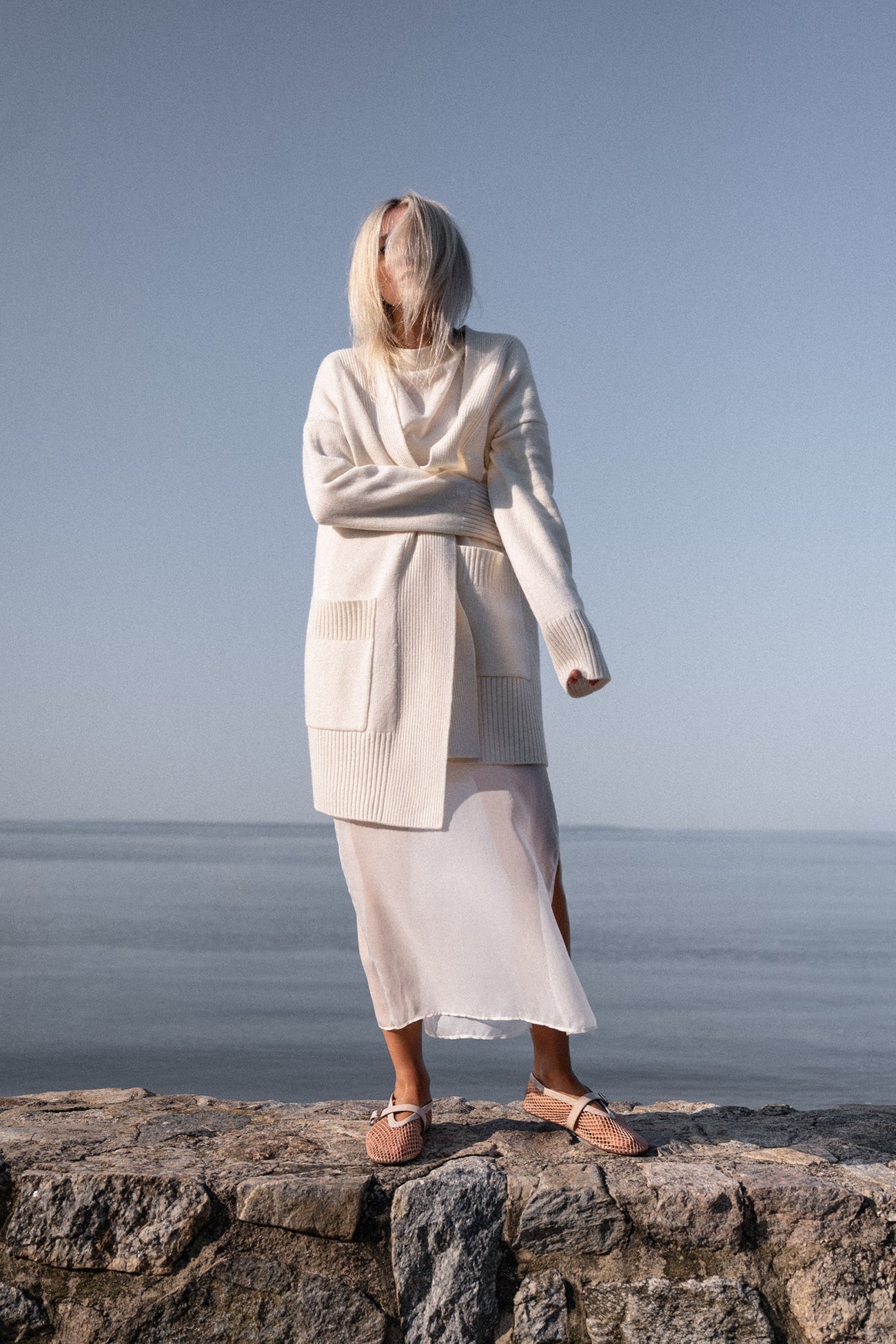Tory Cashmere Cardigan - White | Naked Cashmere