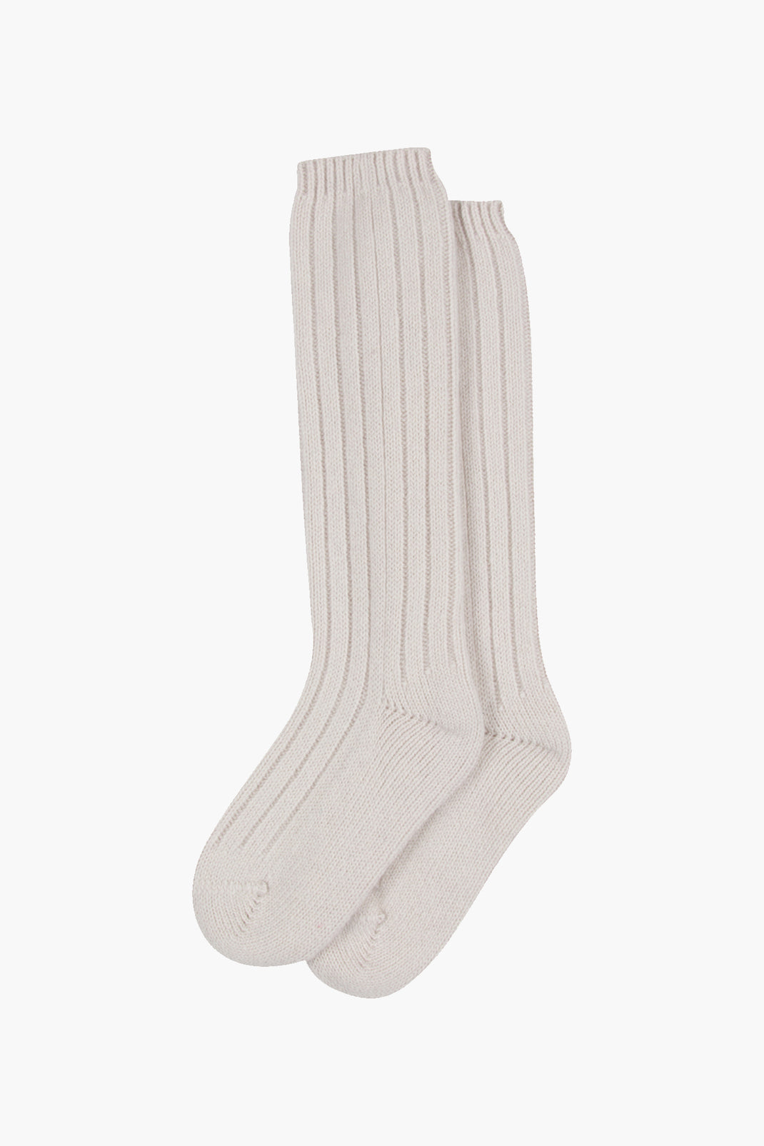Ribbed Trim Cashmere Socks